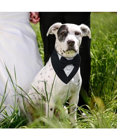 FUAMEY Dog Tuxedo Bandana with Bow Tie | Formal Wedding Attire for Dogs | Adjustable Collar for Small, Medium, Large Pets | Black-L - Buy Online on GoSupps.com