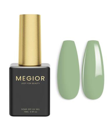 MEGIOR Eucalyptus Green Gel Nail Polish 15ml Green Gel Polish 1PCS Soak Off UV LED Nail Gel Polish for Nail Art Manicure Salon DIY Home for Women Girls Nails