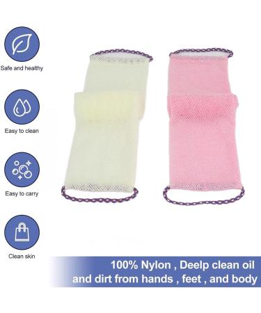 African Net Sponge African Bath Sponge Long Net Bath Sponge Nylon Body Exfoliating Net Back Scrubber with Bathing Gloves for Shower Skin Smoother (Roseate Beige) - Buy Online on GoSupps.com