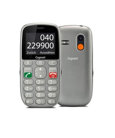Gigaset GL390 GSM - Seniors Mobile phone with SOS emergency call button - Large 2.2 inch color display - simple operation with extra large single keys - compact mobile phone without a contract titanium silver Titan silver