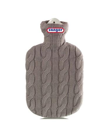litre rubber hot water bottle including knitted cover removable cover cable pattern stone