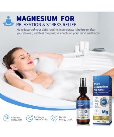 60ml Magnesium Oil Spray - 100% Pure Natural Fast-Absorbing Topical Solution for Muscle Relief Joint Pain and Relaxation - Buy Online on GoSupps.com