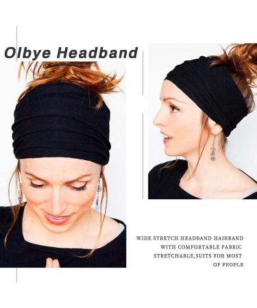 Olbye Wide Headbands: 6 Pack Women's Knotted Turban Headbands - Non Slip Sweatbands for Yoga, Running, and Fashion - Solid Color A - Buy Online on GoSupps.com