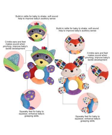 HAHA Baby Teething Rattle Toy | Soft Handbell Grab Shaker | Infant Boy Girl Learning Toy | Crinkle Squeaky Sensory Travel Accessory for 0-12 Months - Buy Online on GoSupps.com