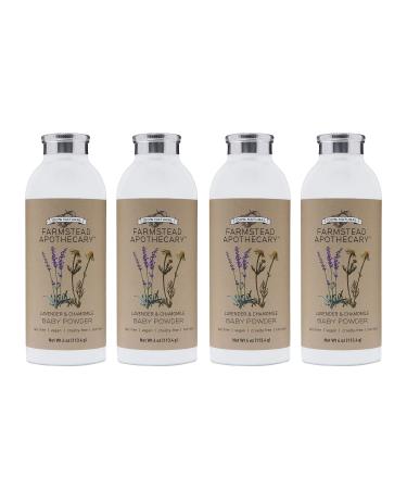 Farmstead Apothecary 100% Natural Baby Powder Lavender Chamomile 4 oz (Pack of 4)