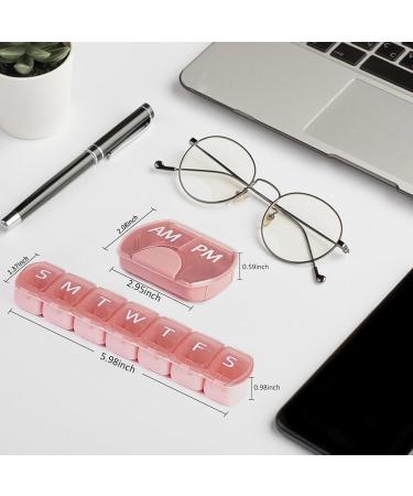 2 Pack Pill Organizer Set - Weekly & Daily AM/PM Large Capacity Travel Case for Vitamins & Supplements - Pink - Buy Online on GoSupps.com