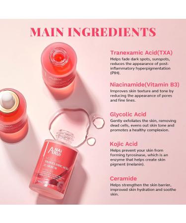  ANAI RUI ANAiRUi 5% Tranexamic Acid Serum with Glycolic Acid Kojic Acid Vitamin B5 & Hyaluronic Acid Niacinamide Targets Hyperpigmentation Uniform Complexion 30ml - Buy Online on GoSupps.com