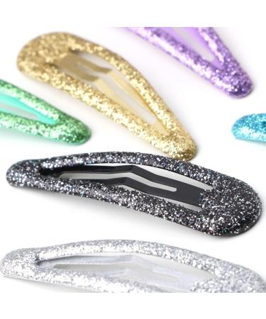 ZEVONDA Glitter Hair Snap Clips - Purple Glitter Sequin Barrettes for Toddlers, Kids, Girls & Women - Set of 12 - Buy Online on GoSupps.com