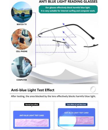 Shop Magimodac Round Reading Glasses for Men & Women - Borderless Blue Light Filter Titanium Glasses - 3.0 Diopter Visual Aid - Buy Online on GoSupps.com