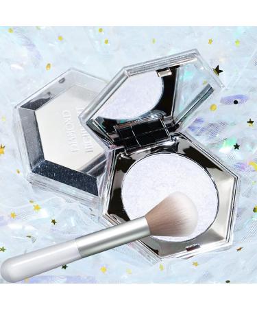 Diamond Shimmer Highlighter Palette with Brush - Glitter Sparkles for Face, Body, Cheek - Illuminator Makeup for Nose, Eyes, Contour - (01 Diamond White) - Buy Online on GoSupps.com
