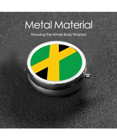 Jamaica Flag Portable Metal Pill Box | Round Mini 3-Compartment Organizer | Travel-Friendly Small Pill Holder - Buy Online on GoSupps.com