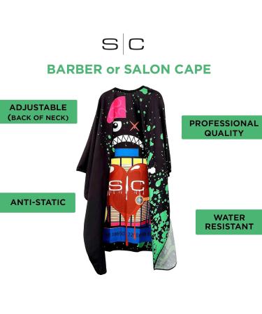 Stylecraft Professional Barber Water Resistant Hair Cutting Cape - One Size Radioactive Black | Shop Internationally - Buy Online on GoSupps.com