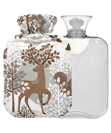 Naanle forest animals deer heat bottle with reference heat and cold therapy Transparent hot water bottle 1l heat bottle for bed hand feet heat pain relief