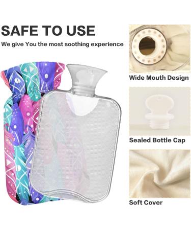 Buy Naanle Hot Water Bottle with Cover - BOHO Transparent 1L for Pain Relief & Warmth | Ideal for Back Neck Hand & Foot Therapy - Buy Online on GoSupps.com