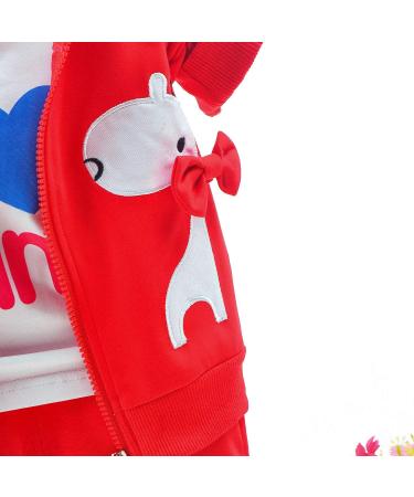 Yao Baby Girls 3 Piece Sets - T Shirt, Vest, and Pants - Bright Red (1-2 Years) - Buy Online on GoSupps.com