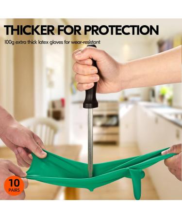 VGO 10 Pairs Extra Thick Reusable Household Gloves Long Sleeve Rubber Tableware Gloves for Kitchen Cleaning Painting Gardening & Pet Care - Size L Dark Green - Buy Online on GoSupps.com