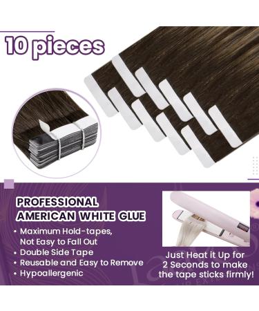 LAAVOO TAPE in Extensions | Real Hair Balayage Brown 35cm | Ombre Caramel Blonde Skin Weft | Remy Tape Extensions #4/27/4 | 10Pcs Invisible 25G - Buy Online on GoSupps.com