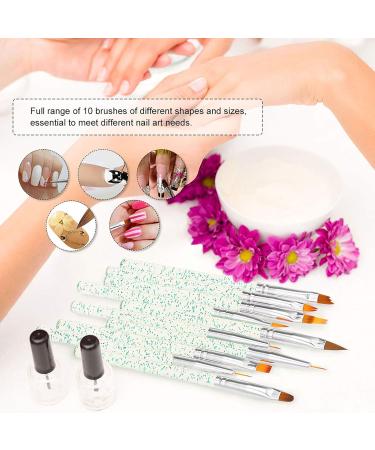 10pcs Nail Art Brush Set - Flat Line UV Gel & Acrylic Painting Tools for Manicure - Buy Online on GoSupps.com