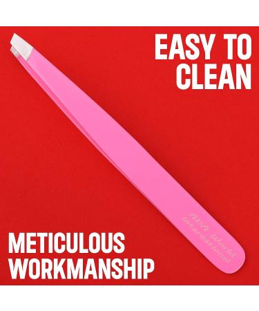 Precision Stainless Steel Tweezers for Eyebrows, Ingrown Hair, and Facial Hair Removal - Pink | Professional Tweezers for Men and Women - Buy Online on GoSupps.com
