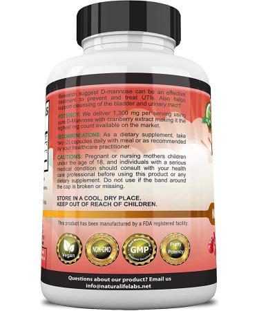 D-Mannose 300mg with Cranberry Extract | Flush Impurities, Support Urinary Tract Health - 100 Veggie Capsules - Buy Online on GoSupps.com