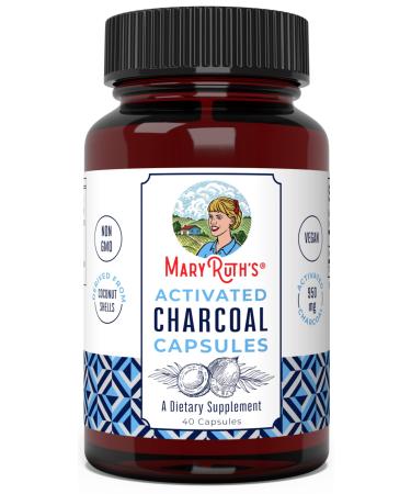 Activated Charcoal | Activated Charcoal Capsules | Supplement for Natural Detoxification | Alleviates Gas & Bloat | Derived from Coconut Shells | Vegan | Non-GMO | Gluten Free | 40 count