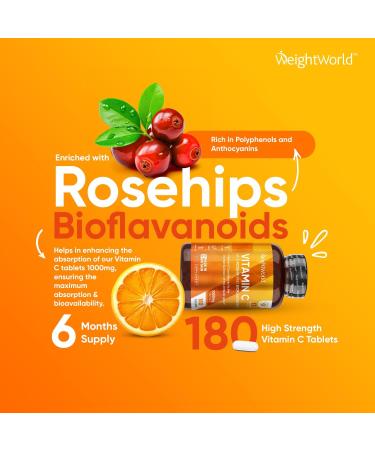 Vitamin C 1000mg High Strength Tablets with Rosehip & Bioflavonoids - Vegan Immune System Boost for Men & Women - Buy Online on GoSupps.com