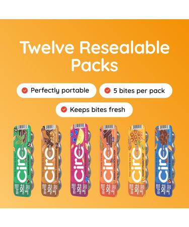 CirC Energy Bites - New Variety 12 Pack Gluten Free Protein Balls - 10g Protein Whole Grains Nuts & Fruit - Portable Healthy Snacks for Adults & Kids 5 Piece Resealable Packs - Buy Online on GoSupps.com