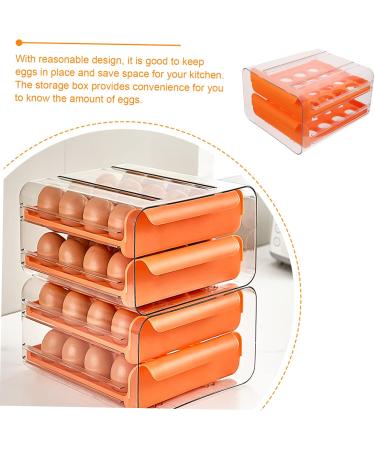 Angoily Egg Storage Box Portable Fridge Refrigerator Egg Case Egg Bin Double Layer Crisper Plastic re-usable Orange 23.5x21.5cm - Buy Online on GoSupps.com