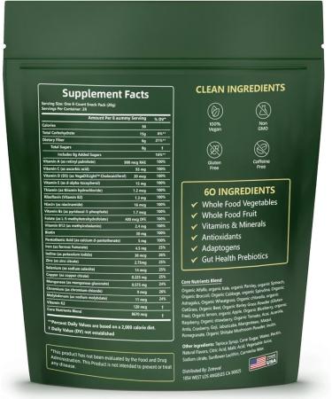 Zotreval Daily Greens Superfood Green Gummies Packets - Digestive & Gut Health Chlorella and Spirulina Supplement with 20+ Organic Prebiotics Fiber Vitamins & Minerals - 224 Low Sugar Gummy - Buy Online on GoSupps.com