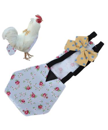 frenma Washable Goose Clothes Diapers Pet Chicken Duck Diapers Prevent Extravasation for Poultry(S Blue Flower)