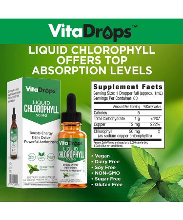 Vita Drops Liquid Chlorophyll - Weight Loss & Detox Support - Peppermint Flavor - 2 Fl Oz - Buy Online on GoSupps.com