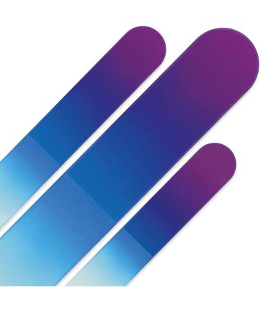 Nail Files - Mont Bleu Gift Set of 3 Crystal Nail Files in Pouch - Rainbow Colors - Genuine Czech Tempered Glass - Gifts for her - Best Glass Nail Files Kit for Natural Nails Magenta Blue - Buy Online on GoSupps.com