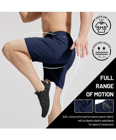 MIER Men's 7 Inch Workout Running Shorts - Lightweight Athletic Shorts with Zipper Pockets - Quick-Dry Gym Active Shorts in Navy (Small) - Buy Online on GoSupps.com