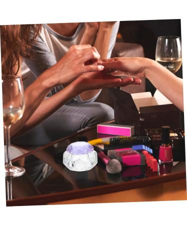 FRCOLOR Nail Art Crystal Cup Glass Terrarium Nail Art Cleaning Tool Nail Salon Supply Crystal Cleaning Cup Nail Art Liquid Container Nail Liquid Cup Purple White Crystal Powder With Cover - Buy Online on GoSupps.com