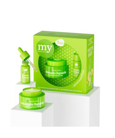 7Days Skin Care Set with Avocado Face Mask and Nourishing Serum - Korean Skincare Gift Set for Women - Preppy Skincare Set