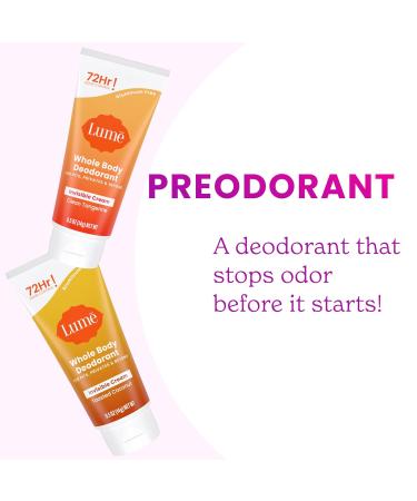 Lume Whole Body Deodorant - Mini Travel Size Invisible Cream Tube - Trial Size - 72 Hour Odor Control - Doctor Developed - Aluminum & Baking Soda Free - .5oz (2 Pk) (Toasted Coconut & Clean Tangerine) - Buy Online on GoSupps.com