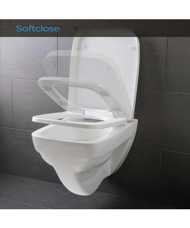 Square Toilet Seat Soft Close with Easy Quick Release Top Fix Adjustable Hinges Easy Installation White 34.5 43CM (13.58"X16.92") 03B Little Surprise 03A - Buy Online on GoSupps.com