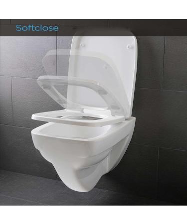 Square Toilet Seat White Soft Close Toilet Seat Quick Release Toilet Lid Cover Heavy Duty UF Material 04c Little Surprise 04b - Buy Online on GoSupps.com