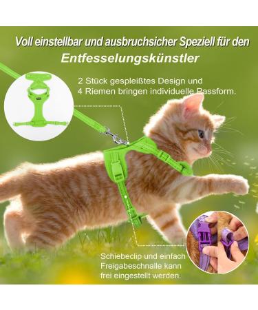 Buy Supet Cat Dishes & Harness Set - Fleeing Kitten Cat Vest Universal Leash & Dishes for Cats/Puppies (M) - Green - International Shipping Available - Buy Online on GoSupps.com