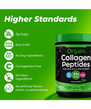 Orgain Creatine Monohydrate Powder 17.64 Oz (100 Servings) & Collagen Peptides Powder 1lb (20g Grass Fed) Bundle - Unflavored Non-GMO Supplements for Muscle Brain Skin & Joint Support - Buy Online on GoSupps.com