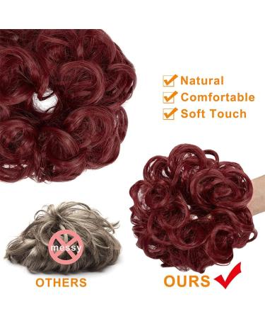 Dark Red Messy Bun Hair Piece Set for Women - Thick Updo Scrunchies Ponytail Hair Extension Accessories (2 PCS) - Buy Online on GoSupps.com