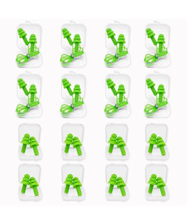 Ear Plugs for Sleeping Noise Canceling Ear Plugs Soft Reusable Silicone Earplugs Waterproof Noise Reduction Earplugs for Concert (16 Pairs - Green)