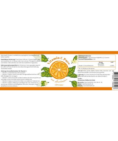 Vitamin C Powder 250g - Pure Ascorbic Acid 1000mg Dose Vegan Premium Quality - 250 Days Supply with Measuring Spoon - Buy Online on GoSupps.com