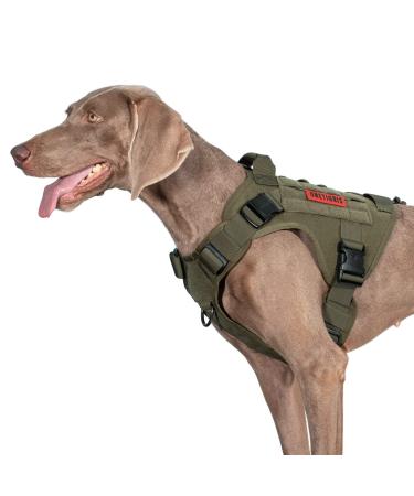 OneTigris Fire Watcher 2.0 Molle dog harness with handle and metal buckle L green