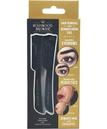 Hollywood Browzer Dermaplaning Tool for Face Eyebrow Shaping Removing Unwanted Hair Exfoliating Tool for Women Duo Pack (Duo Black) - Buy Online on GoSupps.com
