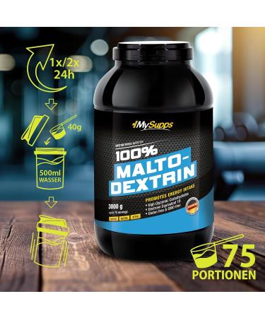 MySupps 100% Maltodextrin - High-Quality Hydrolized Carbohydrates for Athletes | GMO-Free Pre & Post Workout Shake | 3KG Powder Made in Germany - Buy Online on GoSupps.com