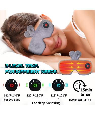 Cordless Heated Eye Mask - Cute Rechargeable Sleep Mask with Battery Indicator | Warm Eye Compress for Dry Eye Relief (Grey - Buy Online on GoSupps.com