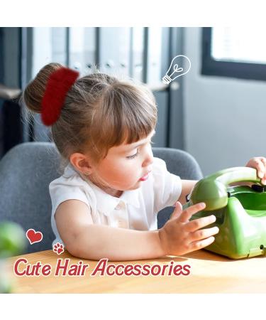 PROUSKY 2 Pieces Plush Faux Rabbit Fur Hair Ties Furling Pompoms Artificial Fur Hair Bobbles Elastic Hair Band Rope Wristband Ponytail Accessories (Wine red) - Buy Online on GoSupps.com