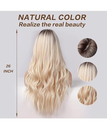 Oefei Long Wavy Blonde Wig for Women | Natural Heat-Resistant Synthetic Hair | 26 Inch Daily & Cosplay Wear - Buy Online on GoSupps.com