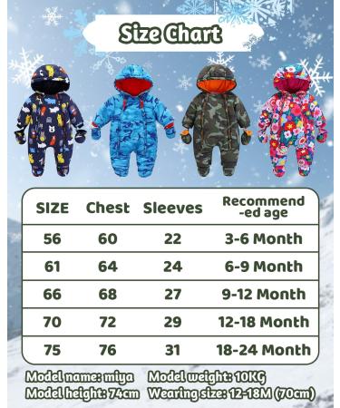 Winter Snowsuit for Girls Boys 6-9 Months | Warm Fleece with Gloves and Footies | Baby Winter Suit Jumpsuit Hooded Outwear - Buy Online on GoSupps.com